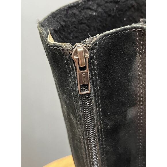 UGG Seline black suede wedge 3" heel winter boots Womens 9 US #5595 back zipper - Picture 10 of 11